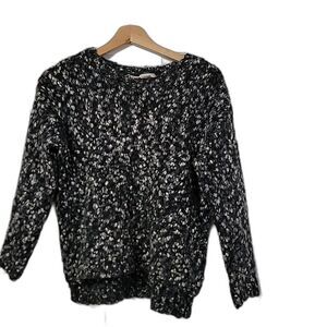 J. Jill wool blend nubby textured thick black and white crewneck sweater sz S P‎